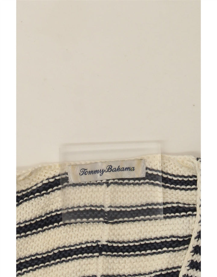 Pulover cu decolteu în V Tommy Bahama pentru femei UK 14 Medium Off White Nautical