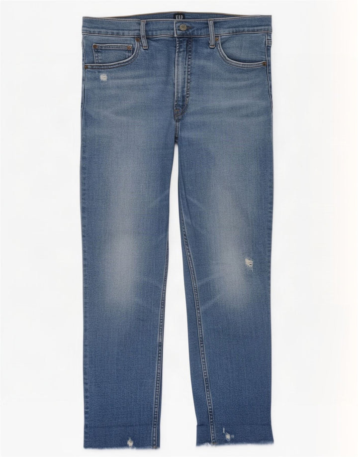 Blugi subțiri Gap pentru damă, cu crop de țigară, distressed W32 L26, albaștri