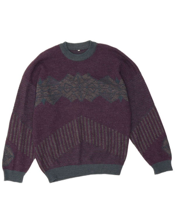 Pulover vintage pentru bărbați cu gât roșu IT 50 Mov mediu geometric