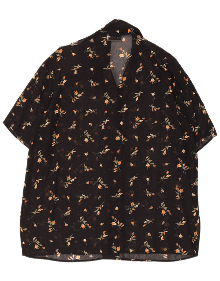 LUISA VIOLA Bluză cămașă transparentă pentru femei UK 20 2XL Negru Floral