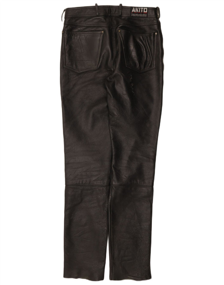 Pantaloni slim din piele pentru bărbați Akito W32 L34 din piele neagră