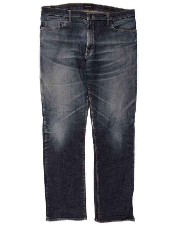 Blugi drepti pentru bărbați Marks & Spencer Autograph W36 L33 bumbac bleumarin