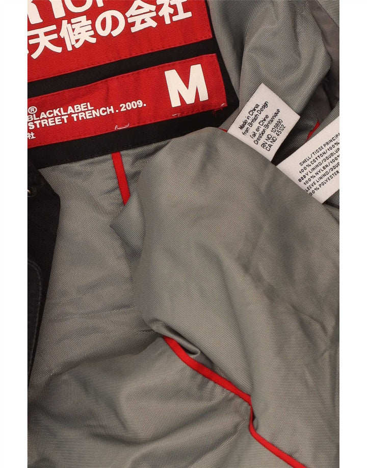 Trench Superdry pentru bărbați UK 38, bumbac mediu negru