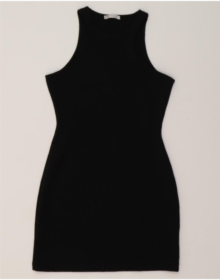 ZARA Womens Sleeveless Bodycon Dress UK 10 Small Black Polyester