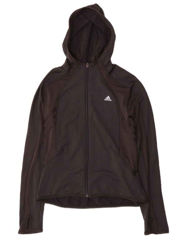 Jachetă de top de trening cu glugă Adidas pentru femei UK 14, mare, negru, colorblock