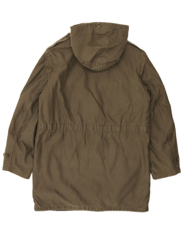 Jachetă parka militară Sherpa cu glugă vintage pentru bărbați UK 38 Medium Khaki