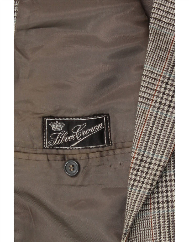 Jachetă vintage pentru bărbați cu 2 nasturi, UK 38, picior de găină, gri mediu