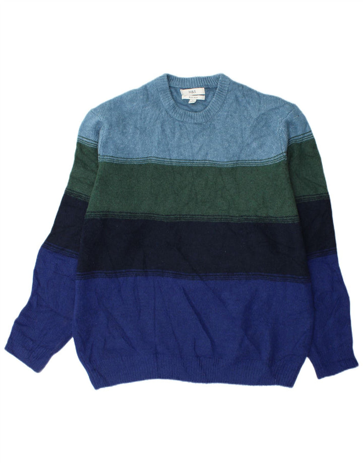 Pulover pentru bărbați Marks & Spencer cu gât crew, XL, cu dungi multicolore