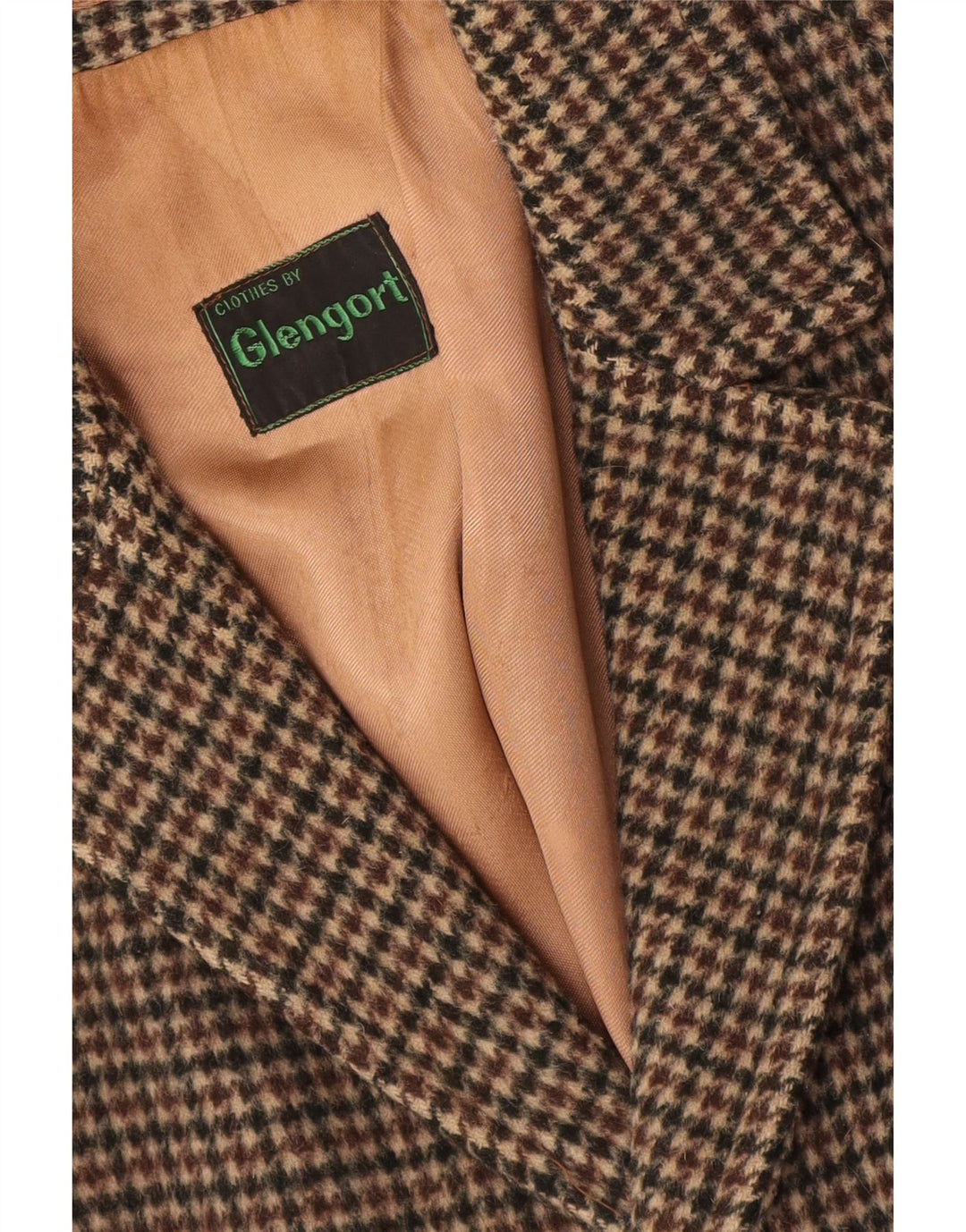 Pardesiu vintage pentru bărbați UK 36 mic maro Houndstooth