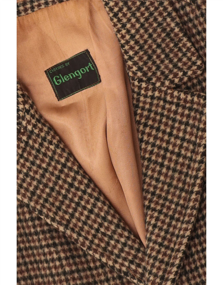 Pardesiu vintage pentru bărbați UK 36 mic maro Houndstooth