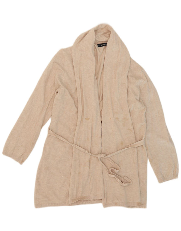 Pulover cardigan deschis pentru femei Zara UK 18 XL Bej Viscoză