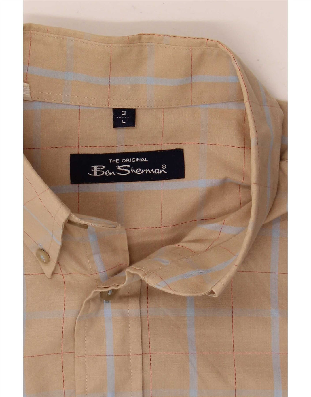 Cămașă cu mânecă scurtă pentru bărbați Ben Sherman, în carouri mari, bej