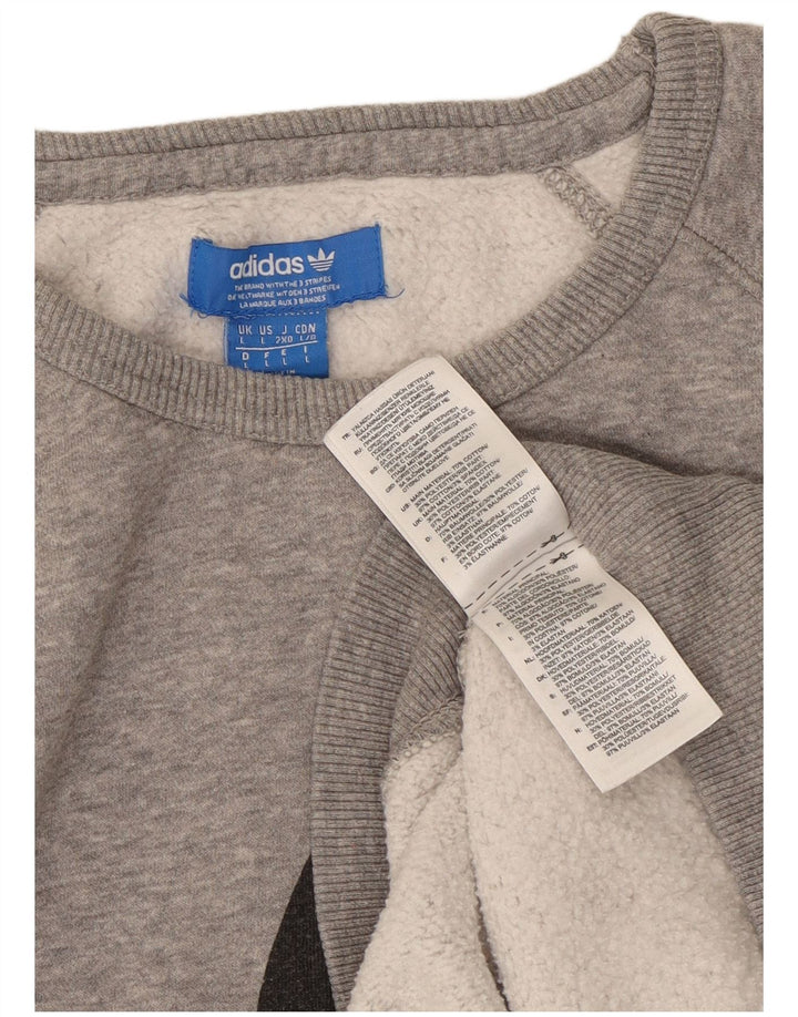 Hanorac grafic pentru bărbați ADIDAS Pulover mare din bumbac cu pete gri