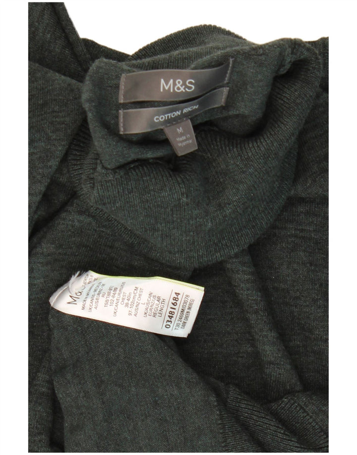 Pulover pentru bărbați Marks & Spencer cu gât rulat, bumbac cu dungi kaki mediu