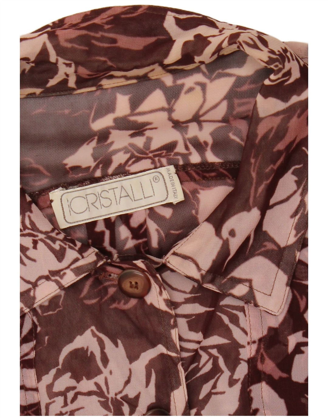 Bluză vintage pentru femei, cămașă crop UK 12 Medium Maroon Floral
