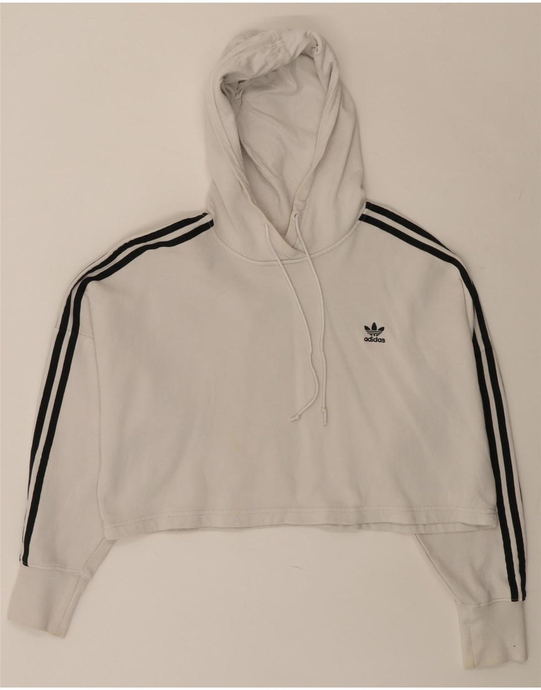 Pulover oversize crop hoodie ADIDAS pentru femei UK 8 mic bumbac alb