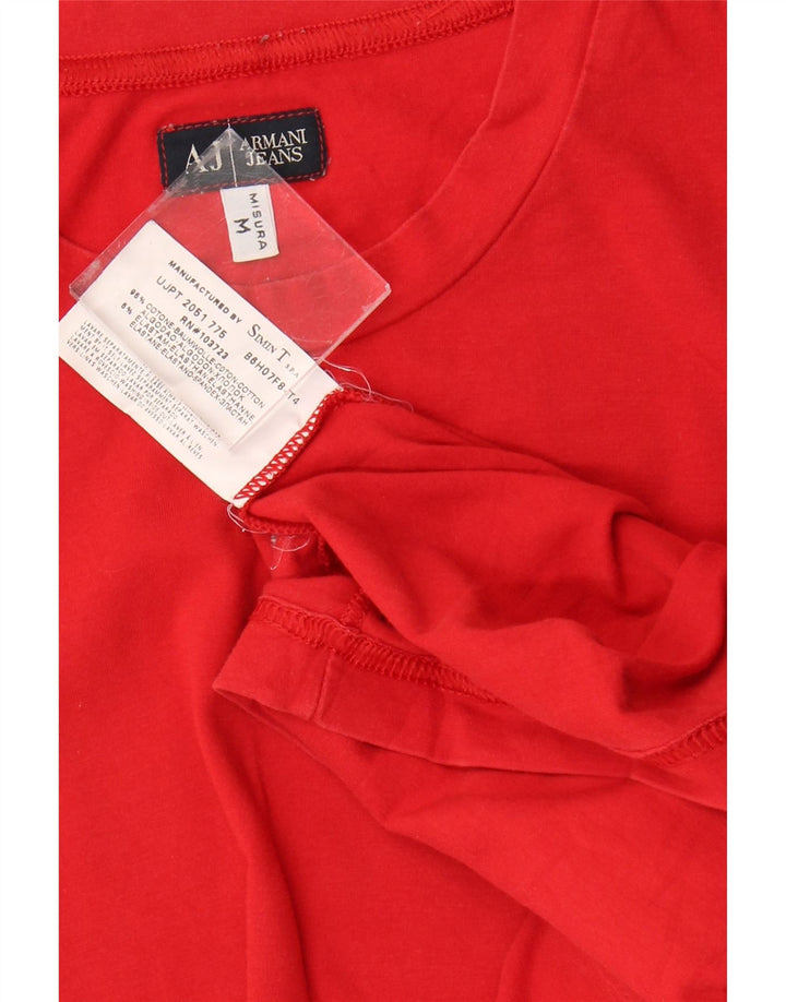 ARMANI JEANS Womens T-Shirt Top UK 12 Medium Red Cotton