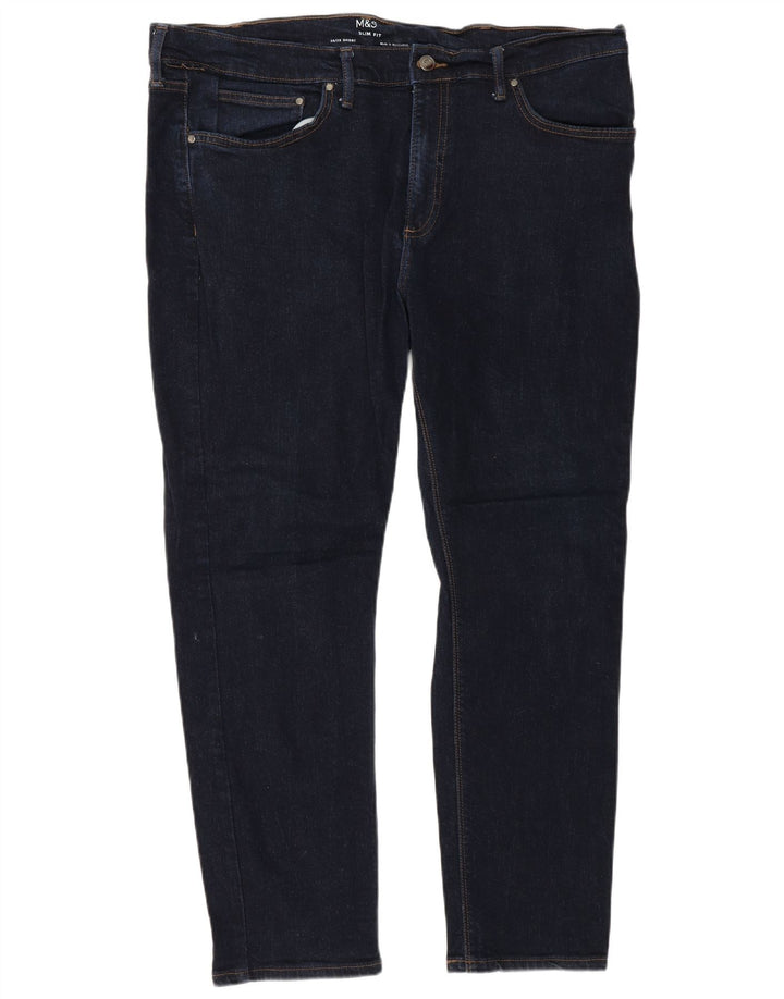 Blugi slim pentru bărbați Marks & Spencer W38 L29 bumbac bleumarin