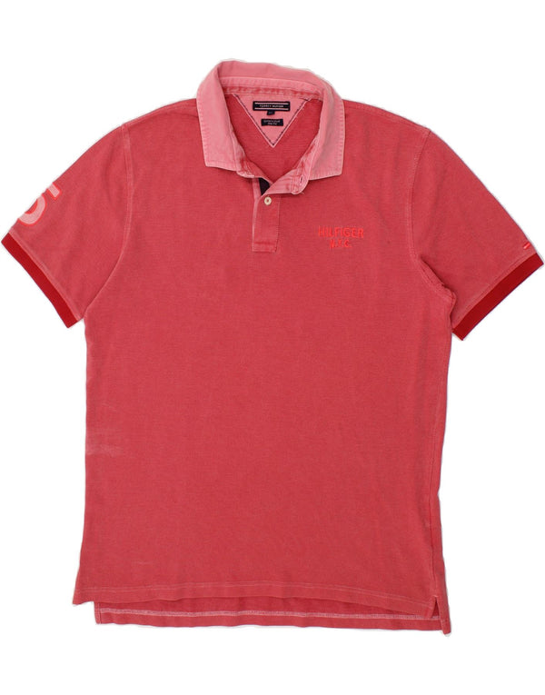 TOMMY HILFIGER Cămașă polo pentru bărbați, vopsit în îmbrăcăminte, slim fit, bumbac roșu 2XL