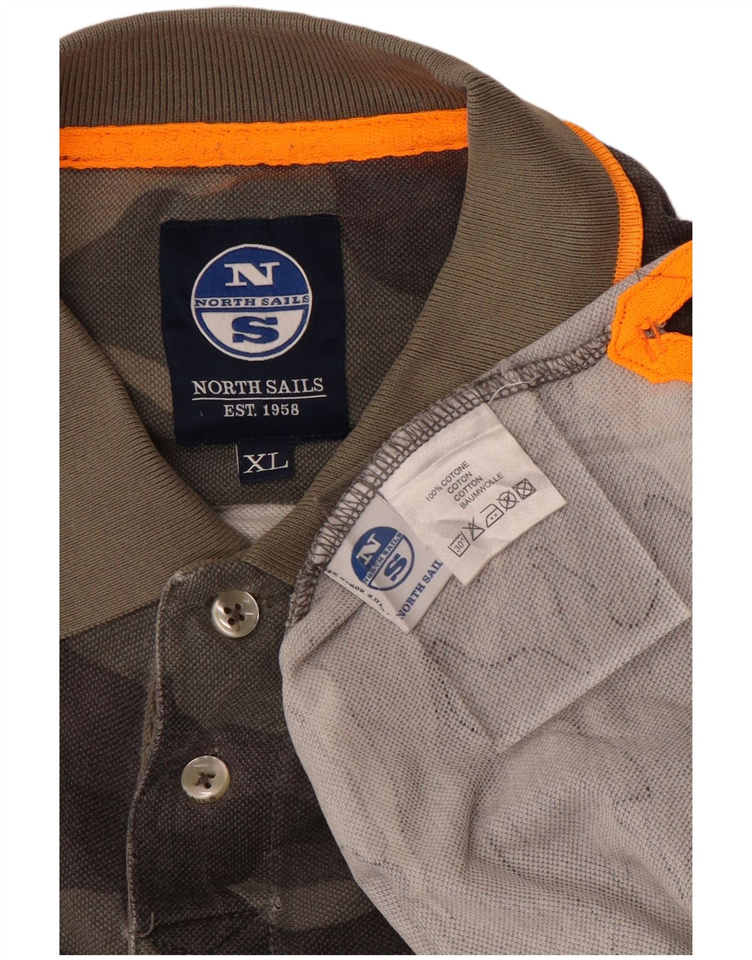 Cămașă polo pentru bărbați North Sails XL, bumbac camuflaj gri