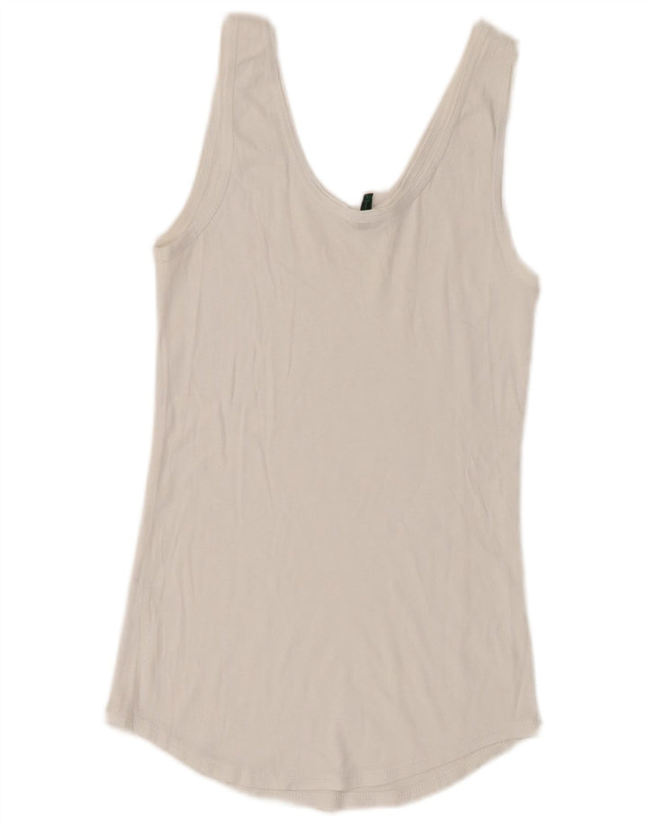 Benetton Femei Graphic Vest Top UK 6 XS Alb
