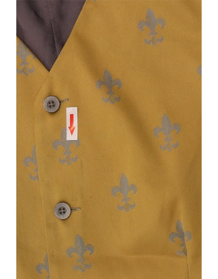 Vestă vintage pentru bărbați cu model abstract, galben mediu ikat