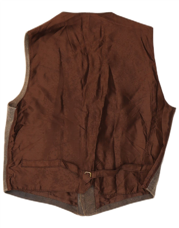 Vestă vintage bărbătească din piele intoarsa maro mediu
