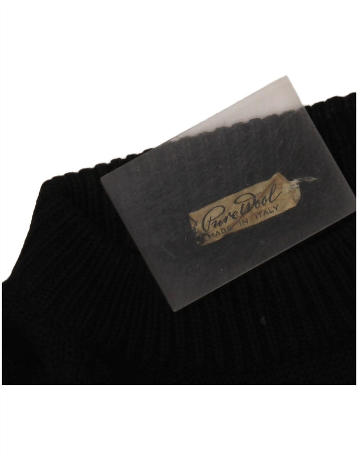 Pulover vintage pentru bărbați cu gât țestoasă, mediu negru, Fair Isle Crăciun