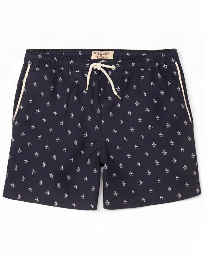 Pantaloni scurți de înot grafic pentru bărbați Penguin, albastru bleumarin mediu