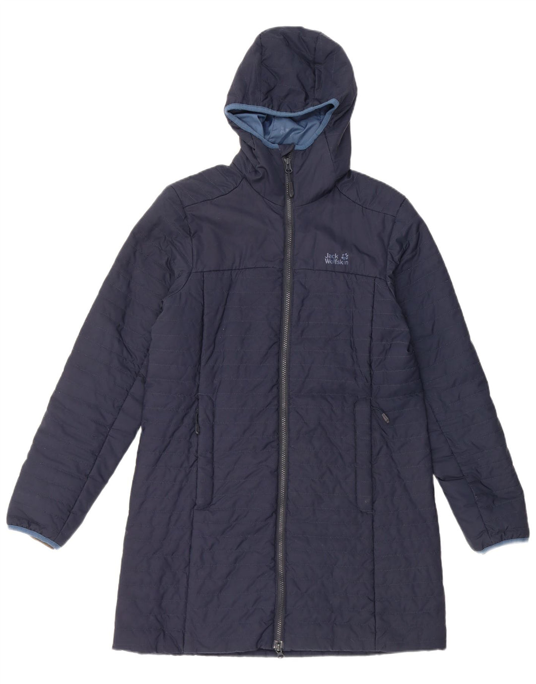 Jack Wolfskin Jachetă căptușită cu glugă pentru femei UK 12 Poliester mediu albastru bleumarin