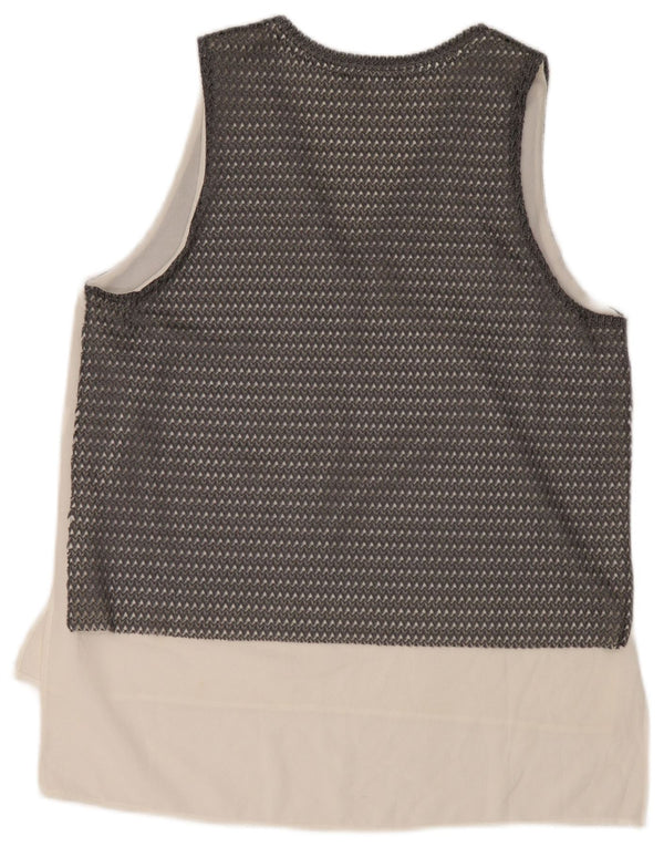 Top transparent fără mâneci pentru femei Zara UK 16, mare, gri, colorblock