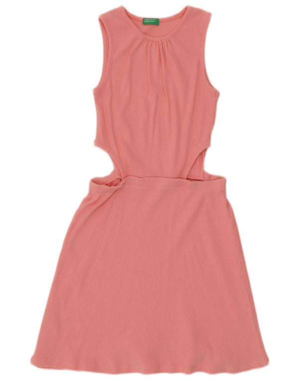 Benetton pentru fete, fără mâneci, cu decupaj, rochie în formă de A, 11-12 ani, 2XL, roz