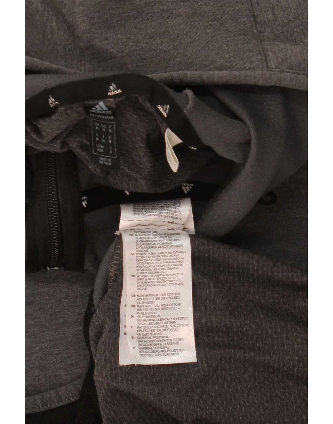 Pulover Adidas pentru bărbați, cu fermoar, bumbac, gri mediu