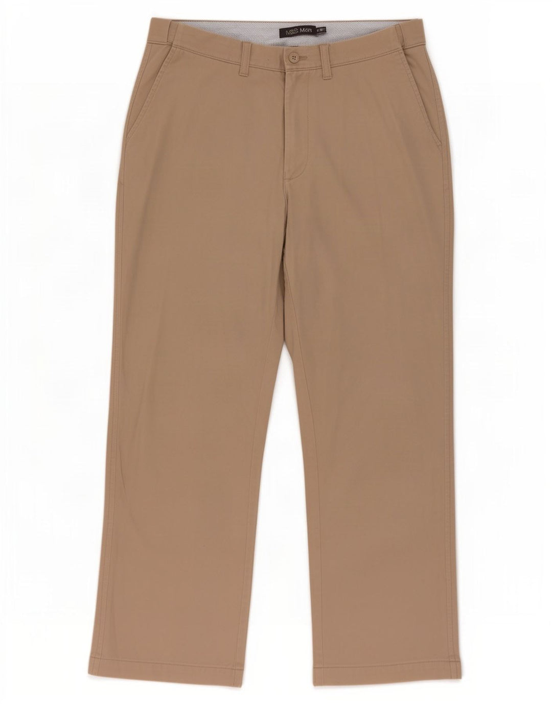 Pantaloni chino drepți pentru bărbați Marks & Spencer W36 L31 poliester bej