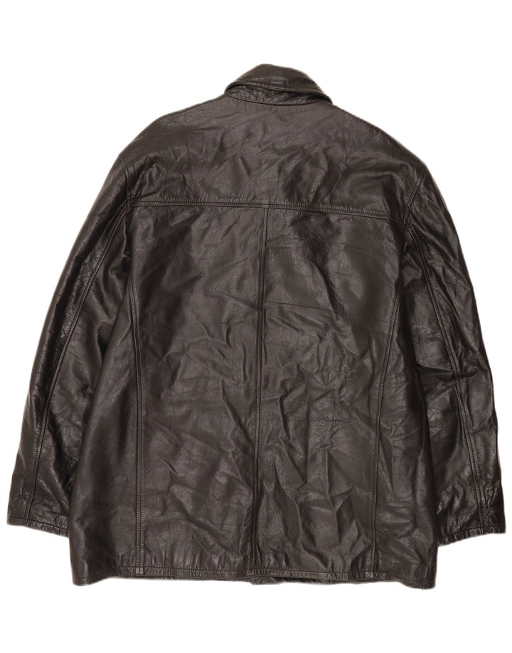 Jachetă de piele vintage pentru bărbați UK 44 2XL din piele neagră