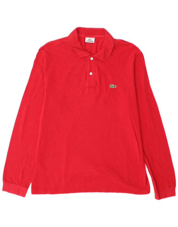 Lacoste Mens Long Sleeve Polo Shirt Size 5 Large Red Cotton