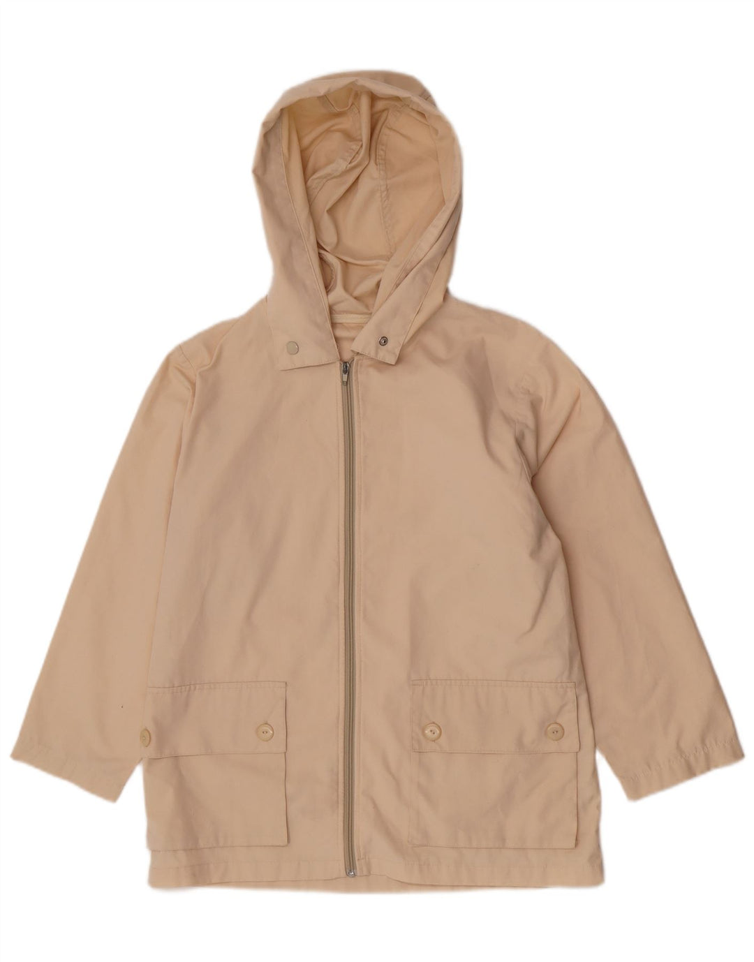 Jachetă cu glugă vintage pentru femei UK 12 Bej mediu