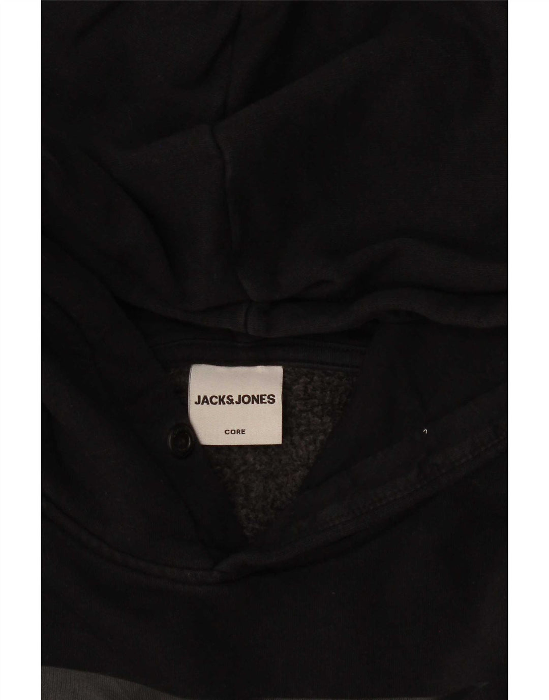 Jack & Jones Pulover cu capota cu grafic pentru bărbați, mic, negru