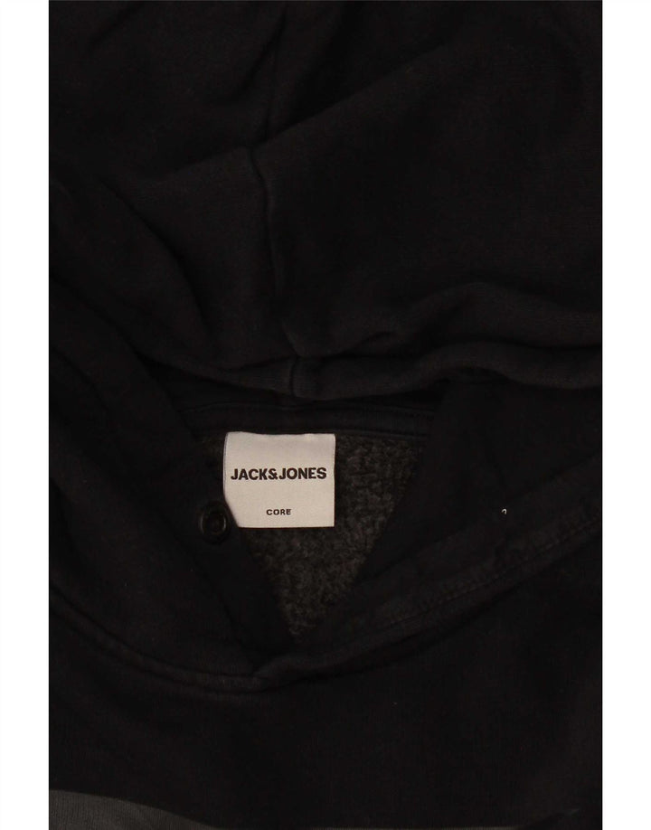 Jack & Jones Pulover cu capota cu grafic pentru bărbați, mic, negru