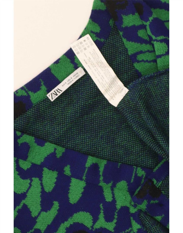 Jachetă pentru femei Zara Crop cu 3 nasturi, UK 10, Poliester Floral, Verde