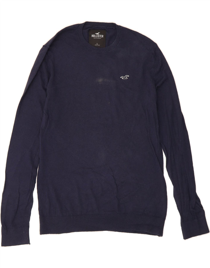 HOLLISTER Mens Crew Neck Jumper Sweater Large Navy Blue Vintage Hollister and Second-Hand Hollister from Messina Hembry 