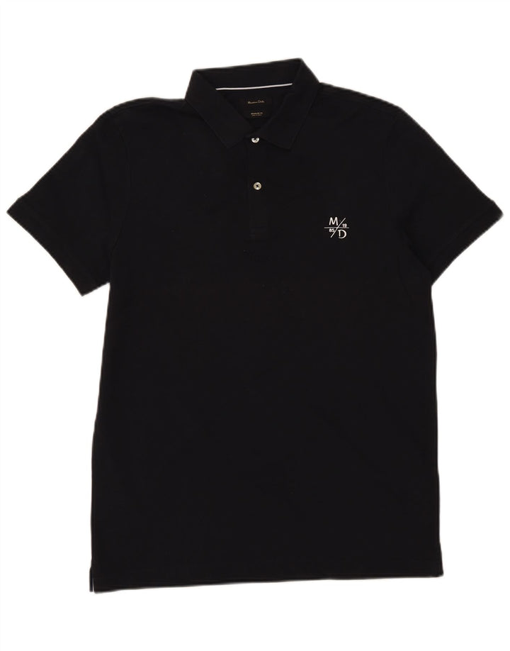 Cămașă polo Massimo Dutti pentru bărbați, cu formă normală, din bumbac albastru bleumarin mediu