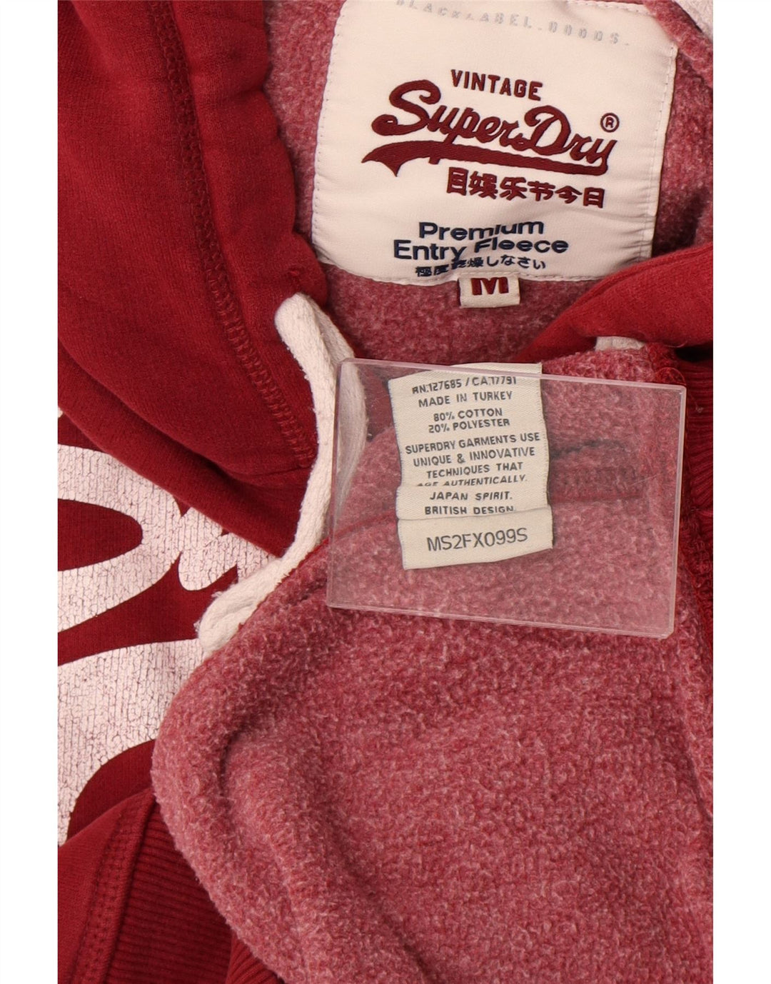 Pulover cu glugă grafic Superdry pentru bărbați, bumbac roșu mediu