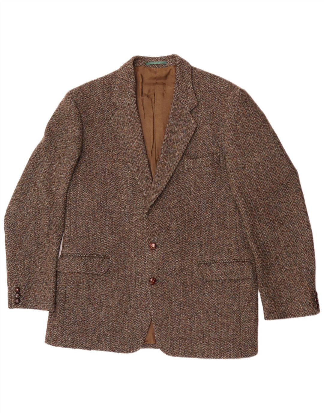 Jachetă pentru bărbați Harris Tweed, cu 2 nasturi, UK 40, lână mare maro, cu oase