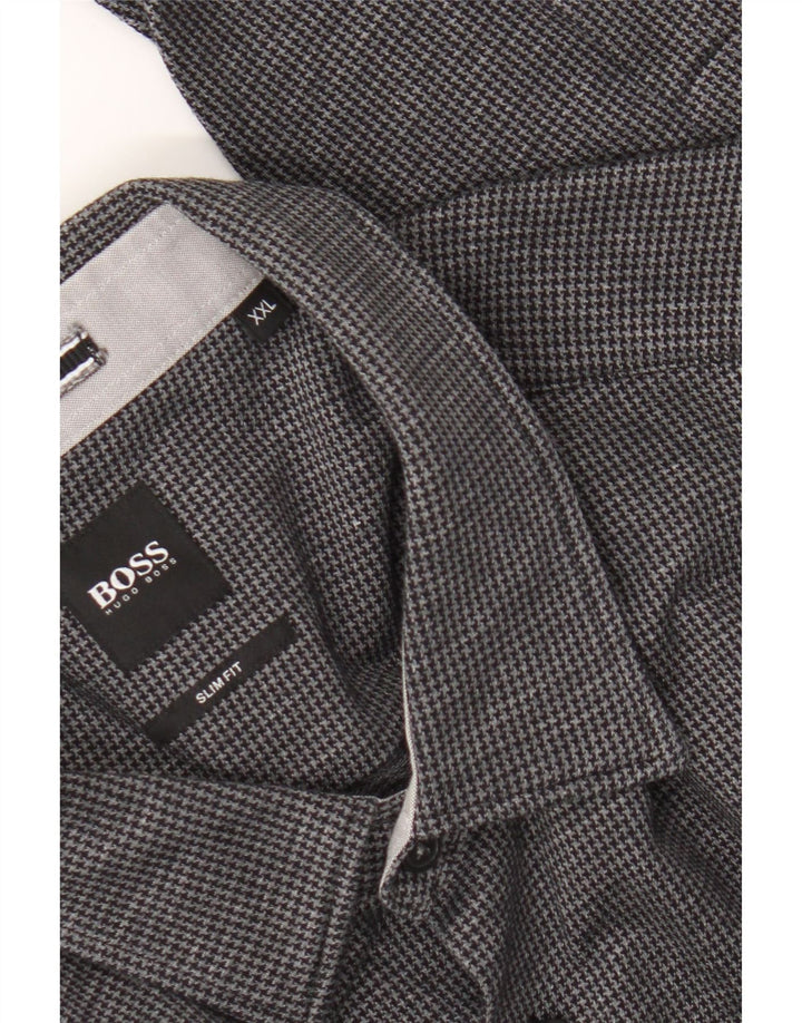 Cămașă pentru bărbați Hugo Boss Slim Fit 2XL Negru Houndstooth