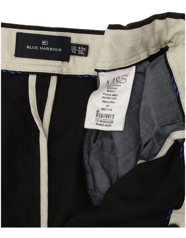 Marks & Spencer Pantaloni chino pentru bărbați, Blue Harbour, cu ajustare normală, L44 L29 Negru