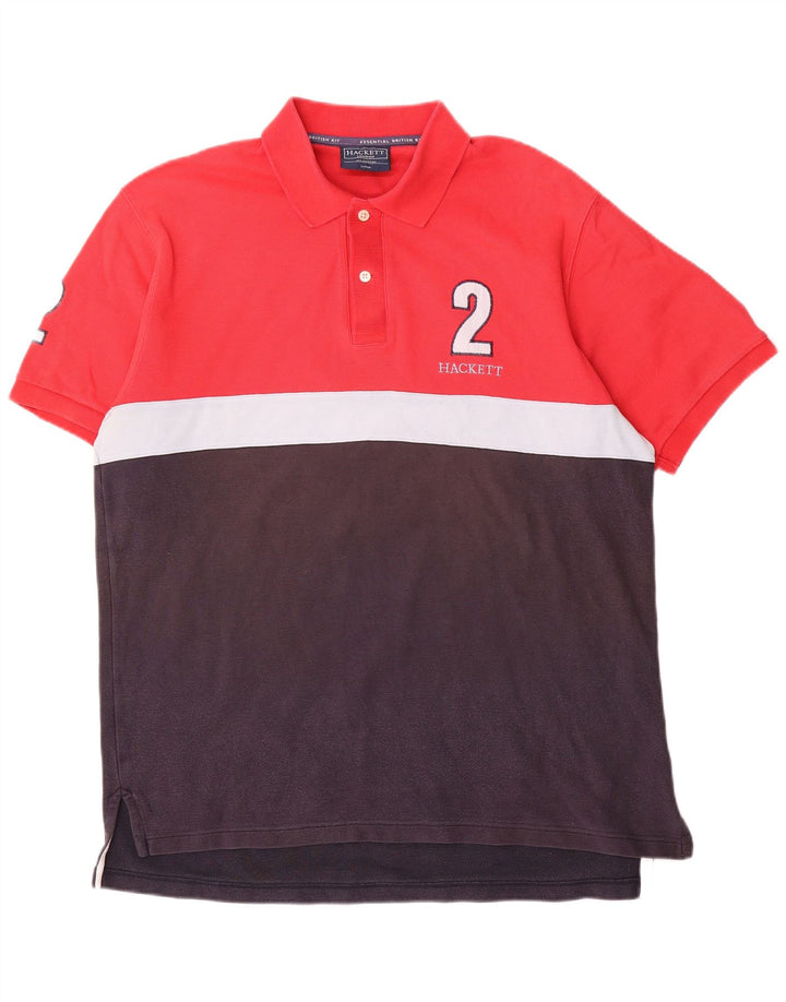 Tricou polo cu grafică Hackett pentru bărbați, mare, roșu, din bumbac color bloc