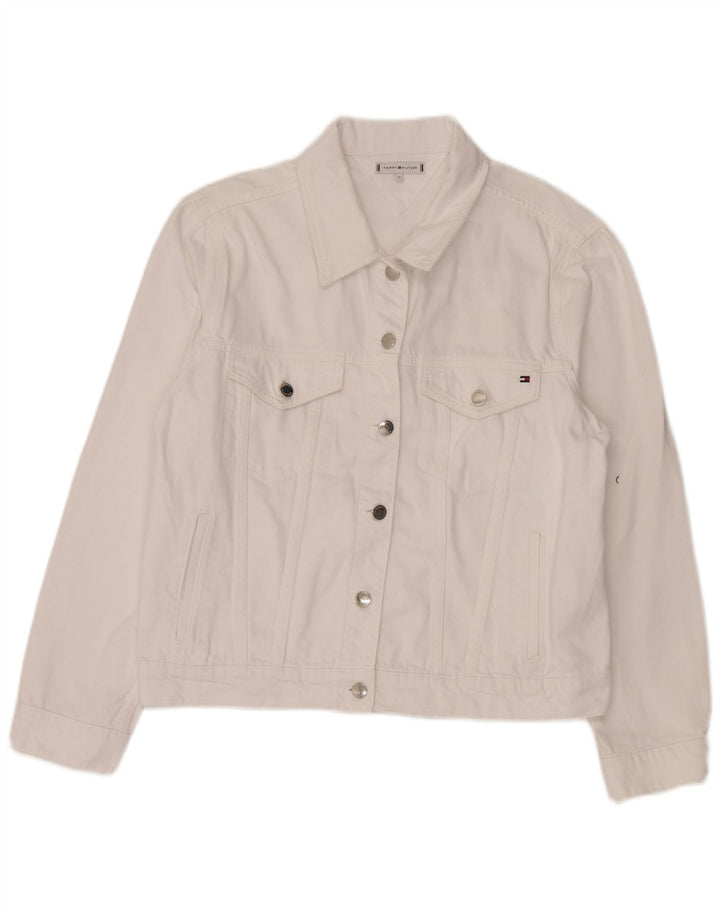 Jachetă de blugi pentru femei Tommy Hilfiger US 12, mare, alb, bumbac