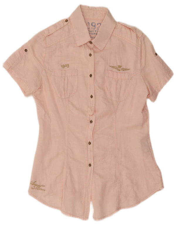 Cămașă cu mânecă scurtă pentru femei Aeronautica Militare UK 10 Small Pink