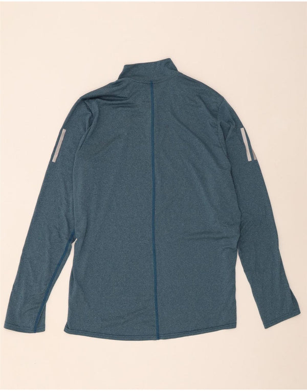 Adidas bărbați Climalite Zip Neck Top cu mânecă lungă, mare, albastru, poliester